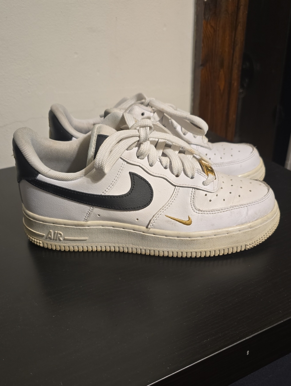 Nike Low-Top Sneakers in White, Black & Gold Detail